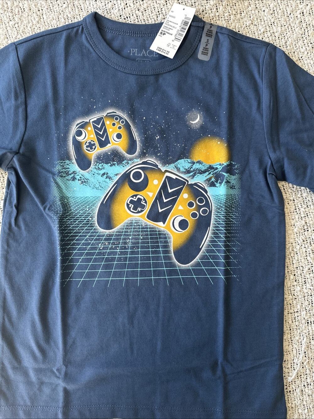 The Children's Place Boys Graphic Gamer Blue T-Shirt Size Small New With Tag